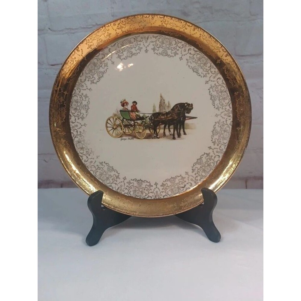 Sabin Antique 22Gold Rim Ceramic Plate 10x10